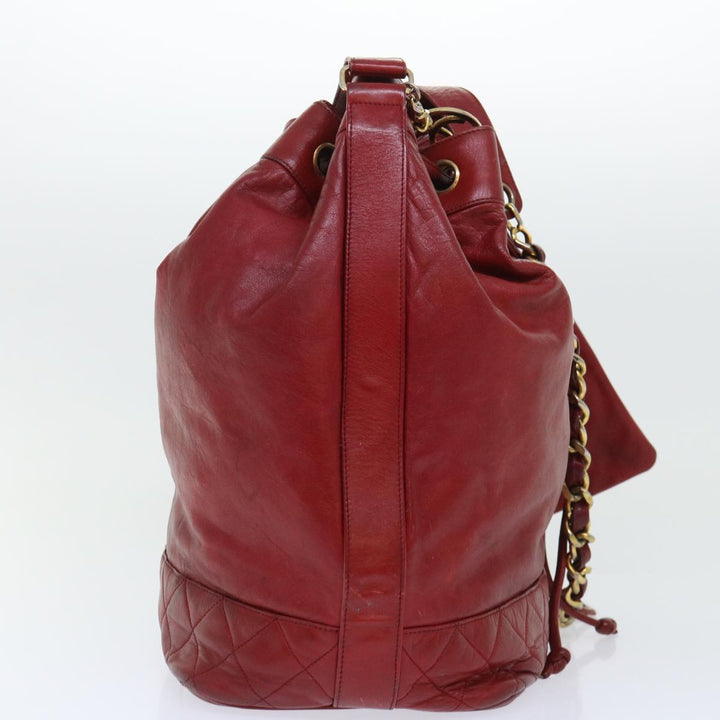 Top Quality Chanel Chain Shoulder Bag Lamb Skin Red CC Auth bs7902