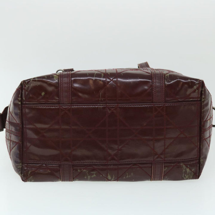 CHRISTIAN Dior Canage Shoulder Bag Patent leather Wine Red Auth bs8029