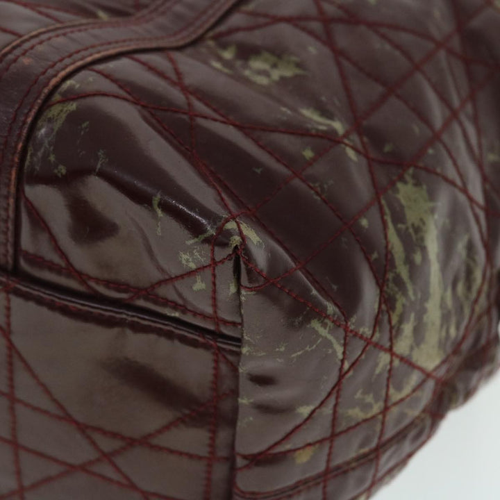 CHRISTIAN Dior Canage Shoulder Bag Patent leather Wine Red Auth bs8029