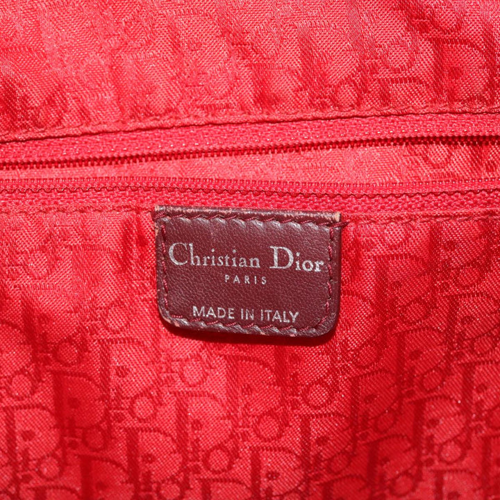 CHRISTIAN Dior Canage Shoulder Bag Patent leather Wine Red Auth bs8029