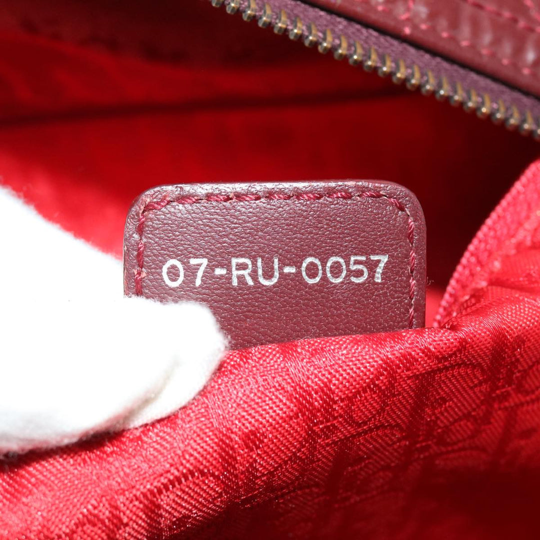 CHRISTIAN Dior Canage Shoulder Bag Patent leather Wine Red Auth bs8029