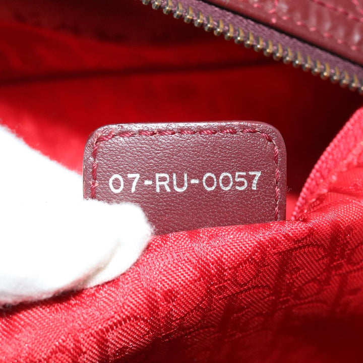 CHRISTIAN Dior Canage Shoulder Bag Patent leather Wine Red Auth bs8029