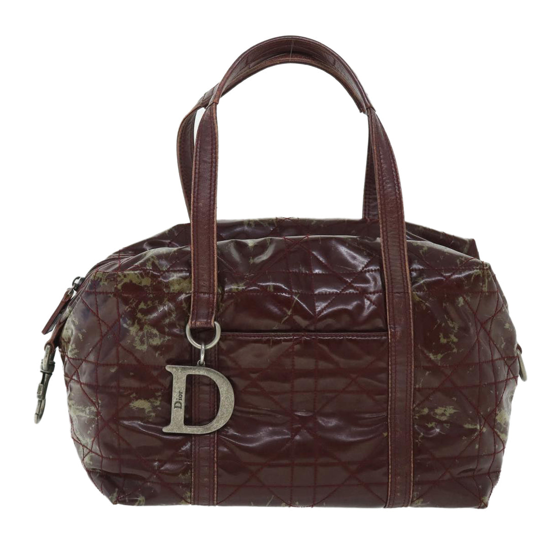 CHRISTIAN Dior Canage Shoulder Bag Patent leather Wine Red Auth bs8029