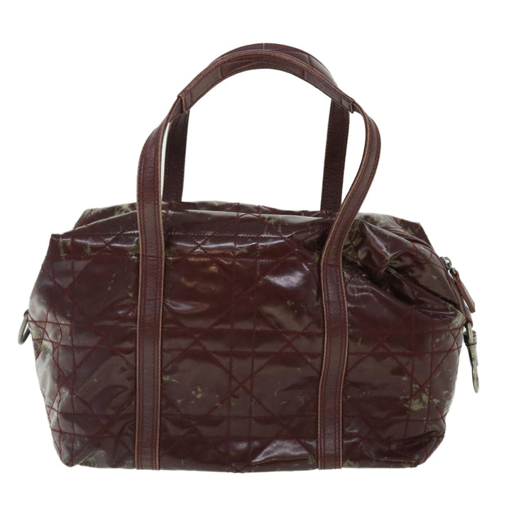 CHRISTIAN Dior Canage Shoulder Bag Patent leather Wine Red Auth bs8029