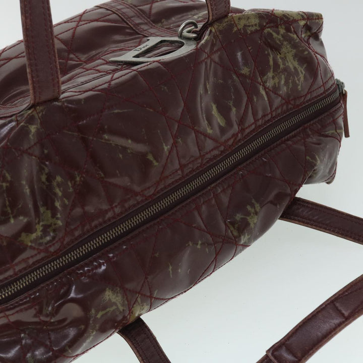 CHRISTIAN Dior Canage Shoulder Bag Patent leather Wine Red Auth bs8029
