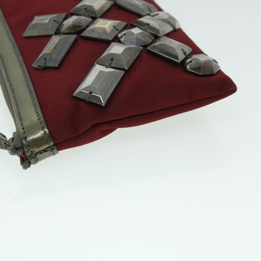 Burberry Clutch Bag Satin Red Auth bs8238