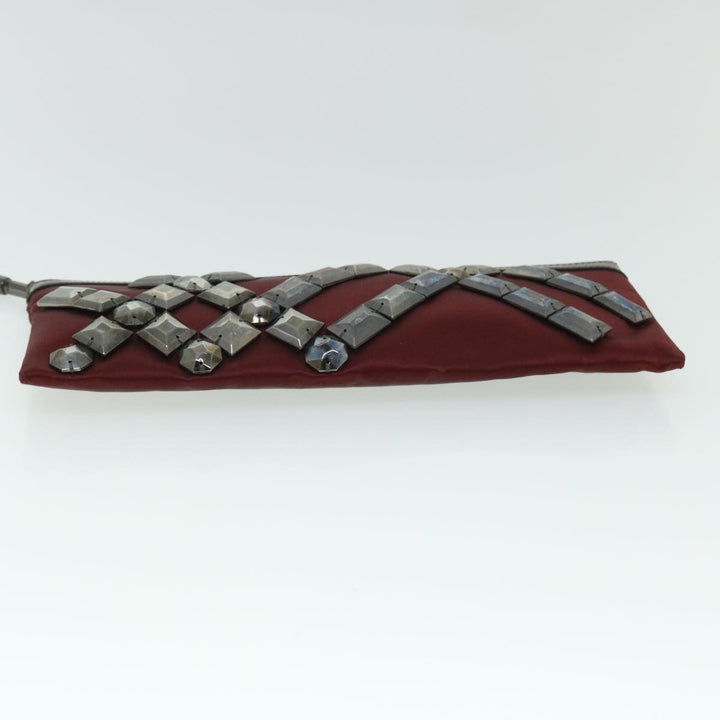 Burberry Clutch Bag Satin Red Auth bs8238