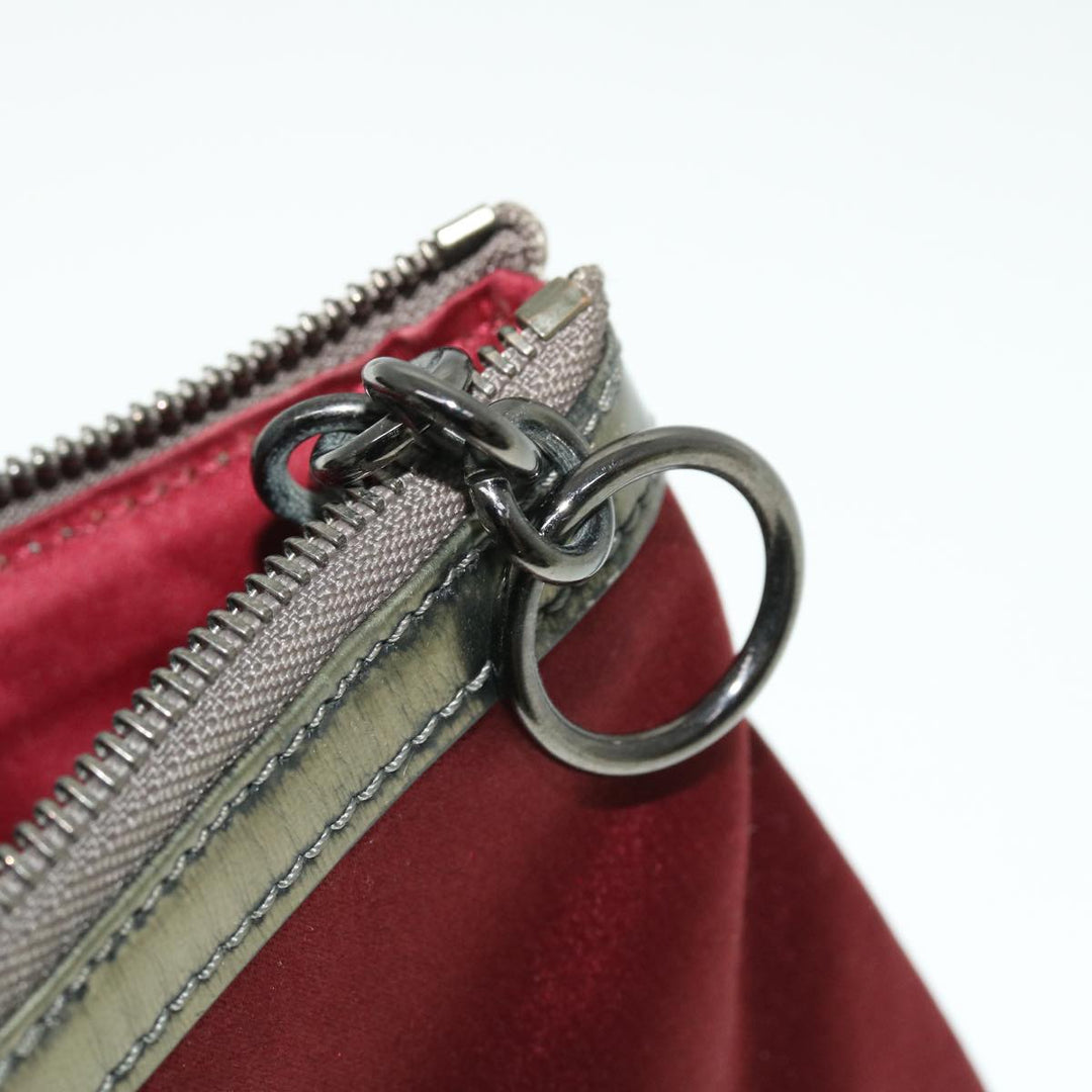 Burberry Clutch Bag Satin Red Auth bs8238