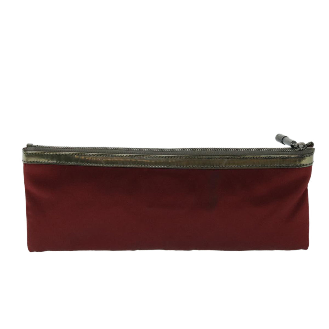 Burberry Clutch Bag Satin Red Auth bs8238