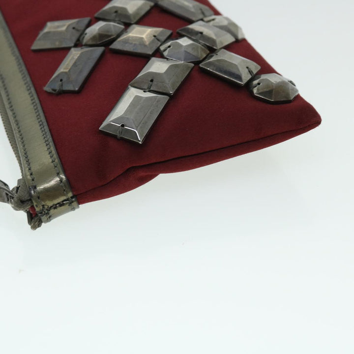 Burberry Clutch Bag Satin Red Auth bs8238