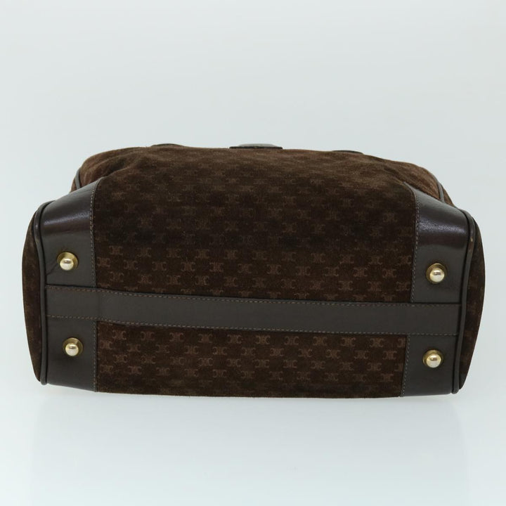 Celine Macadam Canvas Boston Bag Leather Brown  8433