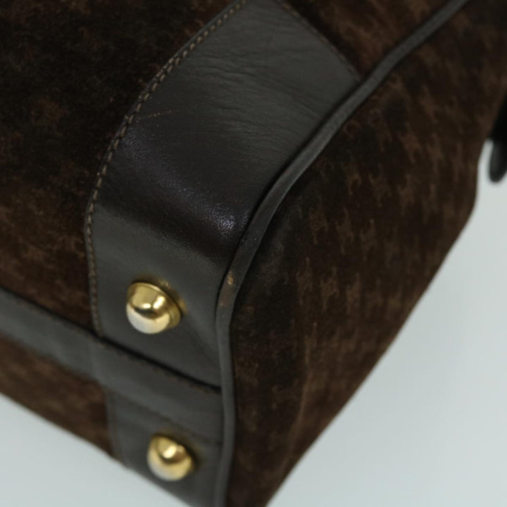 Celine Macadam Canvas Boston Bag Leather Brown  8433
