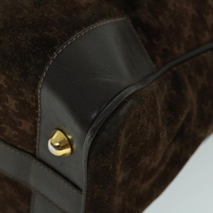 Celine Macadam Canvas Boston Bag Leather Brown  8433