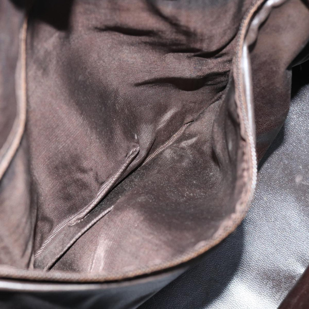 Celine Macadam Canvas Boston Bag Leather Brown  8433