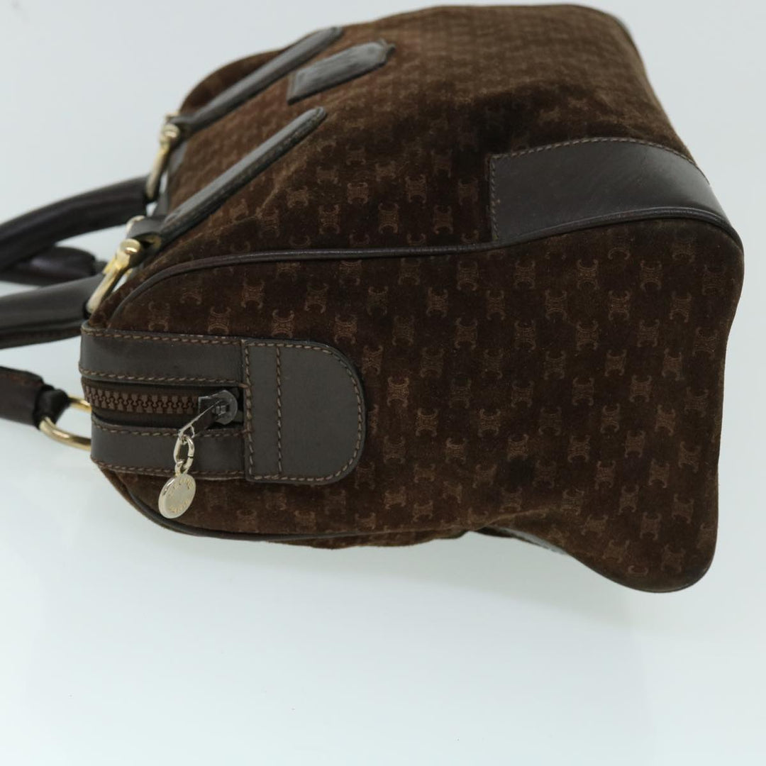 Celine Macadam Canvas Boston Bag Leather Brown  8433