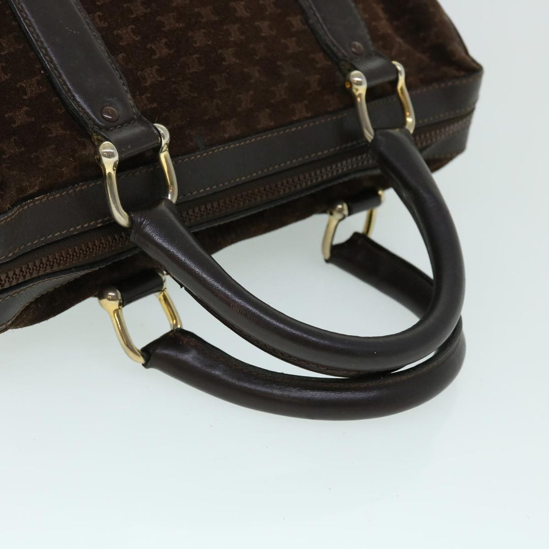 Celine Macadam Canvas Boston Bag Leather Brown  8433