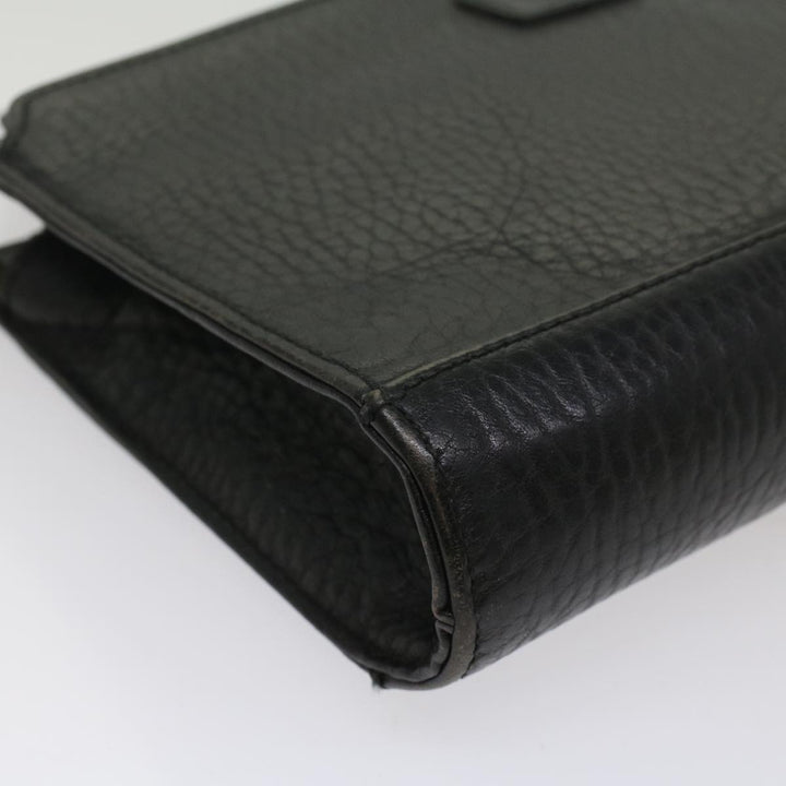 BurberrySs Clutch Bag Leather Black Auth bs8538