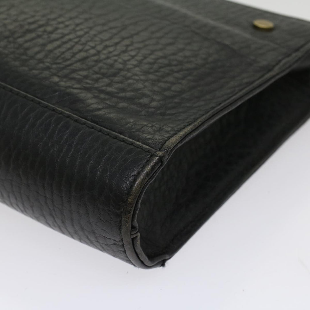 BurberrySs Clutch Bag Leather Black Auth bs8538