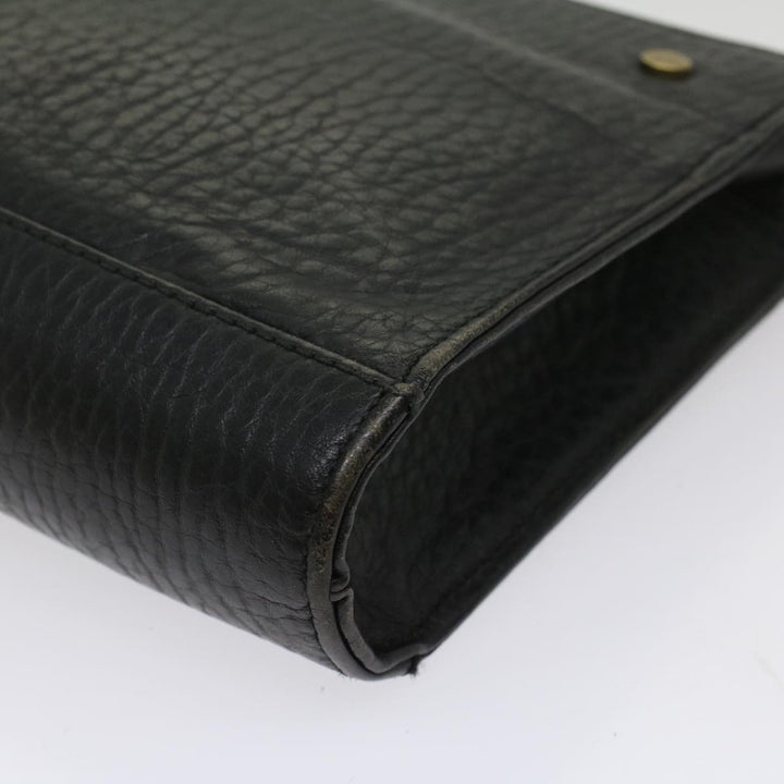 BurberrySs Clutch Bag Leather Black Auth bs8538
