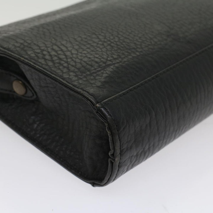BurberrySs Clutch Bag Leather Black Auth bs8538