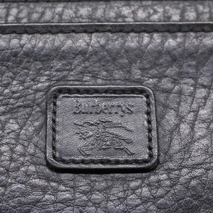 BurberrySs Clutch Bag Leather Black Auth bs8538
