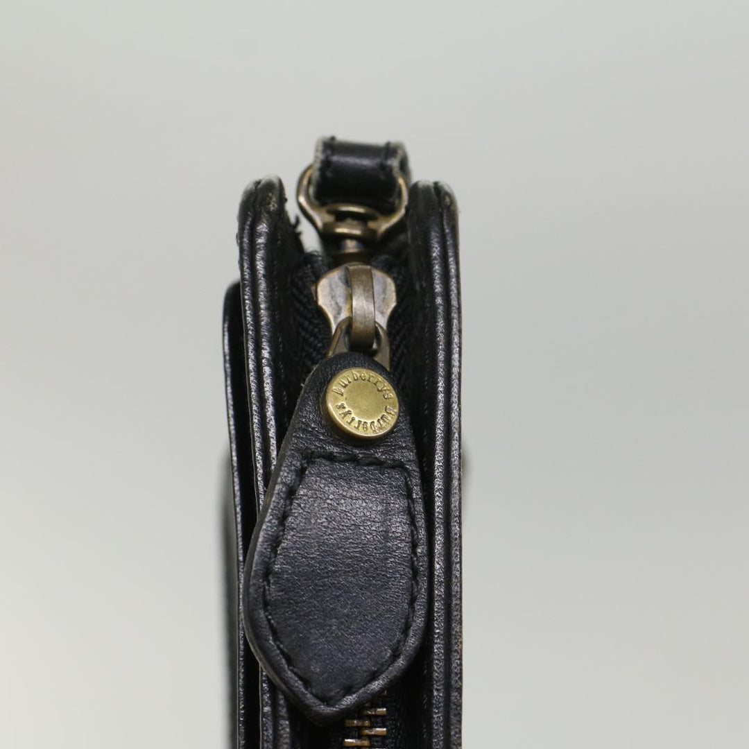 BurberrySs Clutch Bag Leather Black Auth bs8538