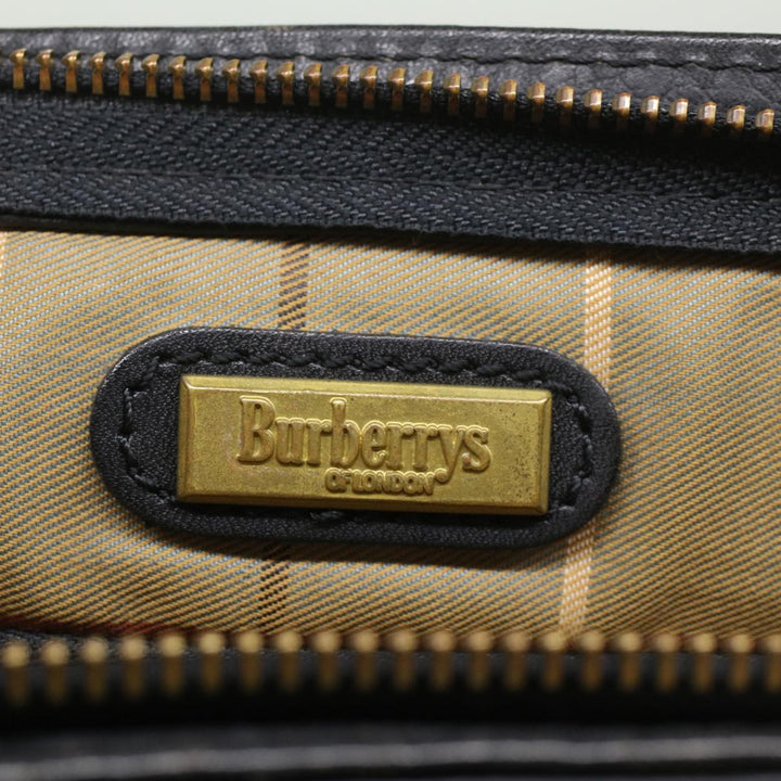 BurberrySs Clutch Bag Leather Black Auth bs8538