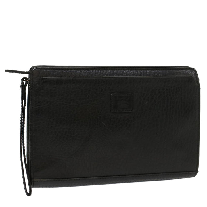 BurberrySs Clutch Bag Leather Black Auth bs8538