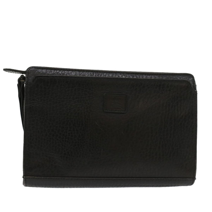 BurberrySs Clutch Bag Leather Black Auth bs8538