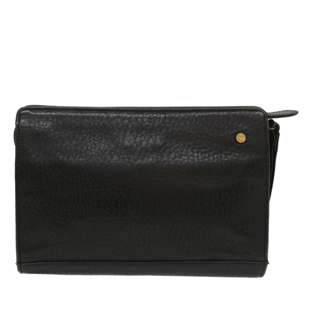BurberrySs Clutch Bag Leather Black Auth bs8538