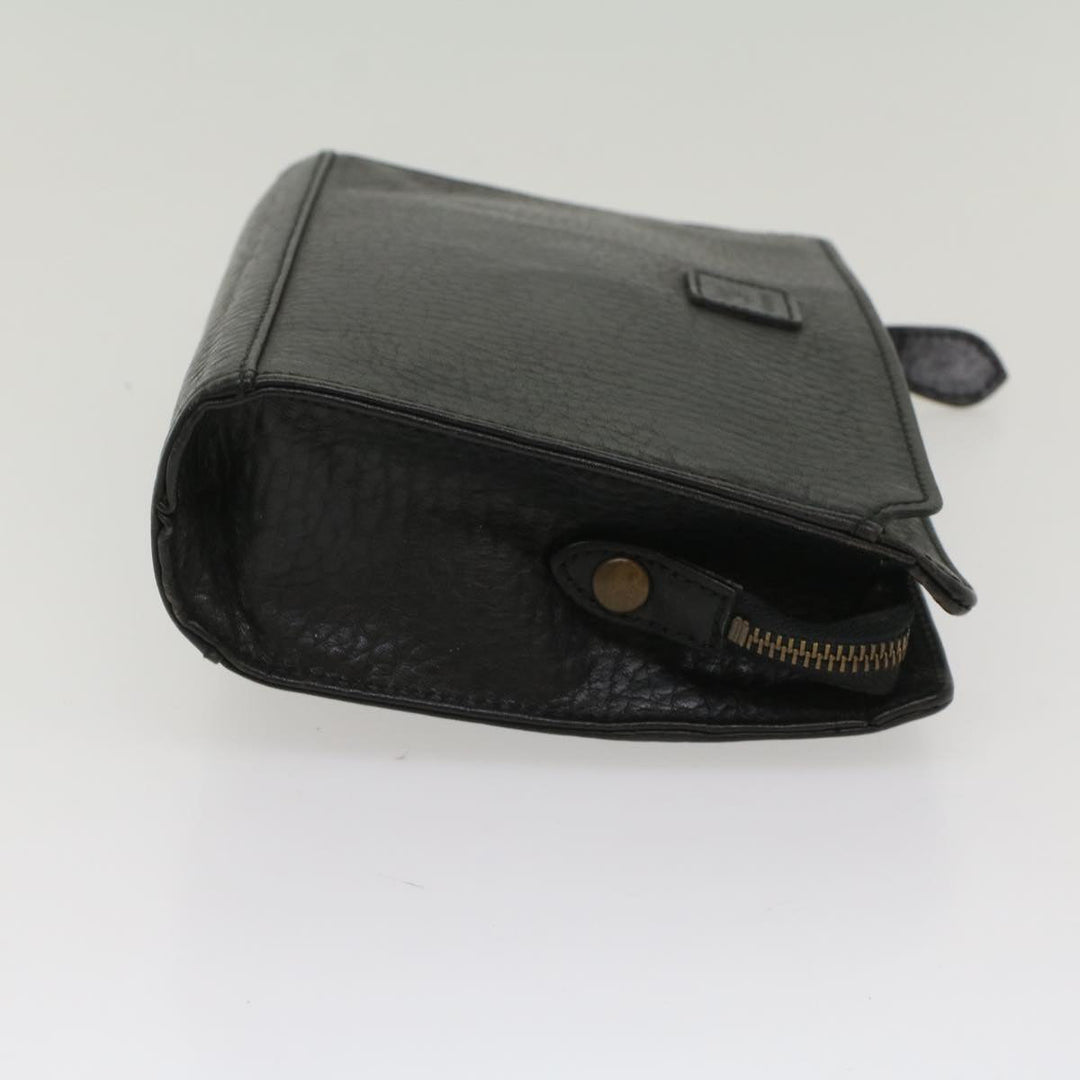 BurberrySs Clutch Bag Leather Black Auth bs8538
