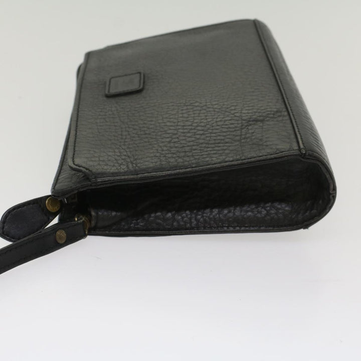 BurberrySs Clutch Bag Leather Black Auth bs8538