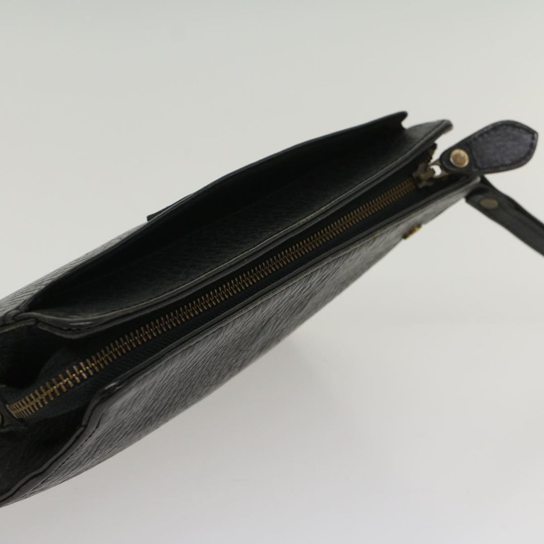 BurberrySs Clutch Bag Leather Black Auth bs8538