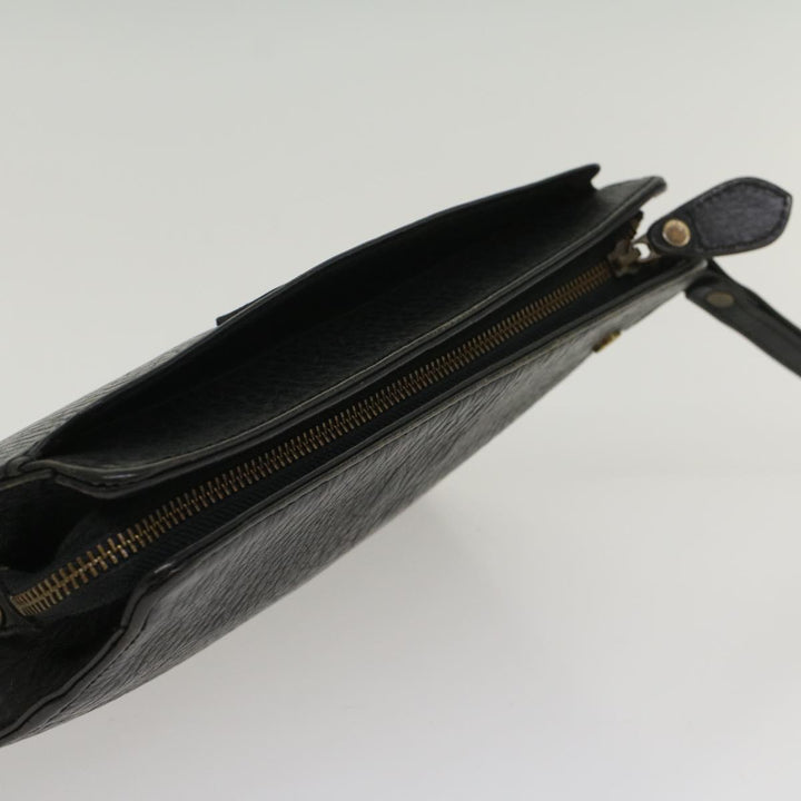 BurberrySs Clutch Bag Leather Black Auth bs8538