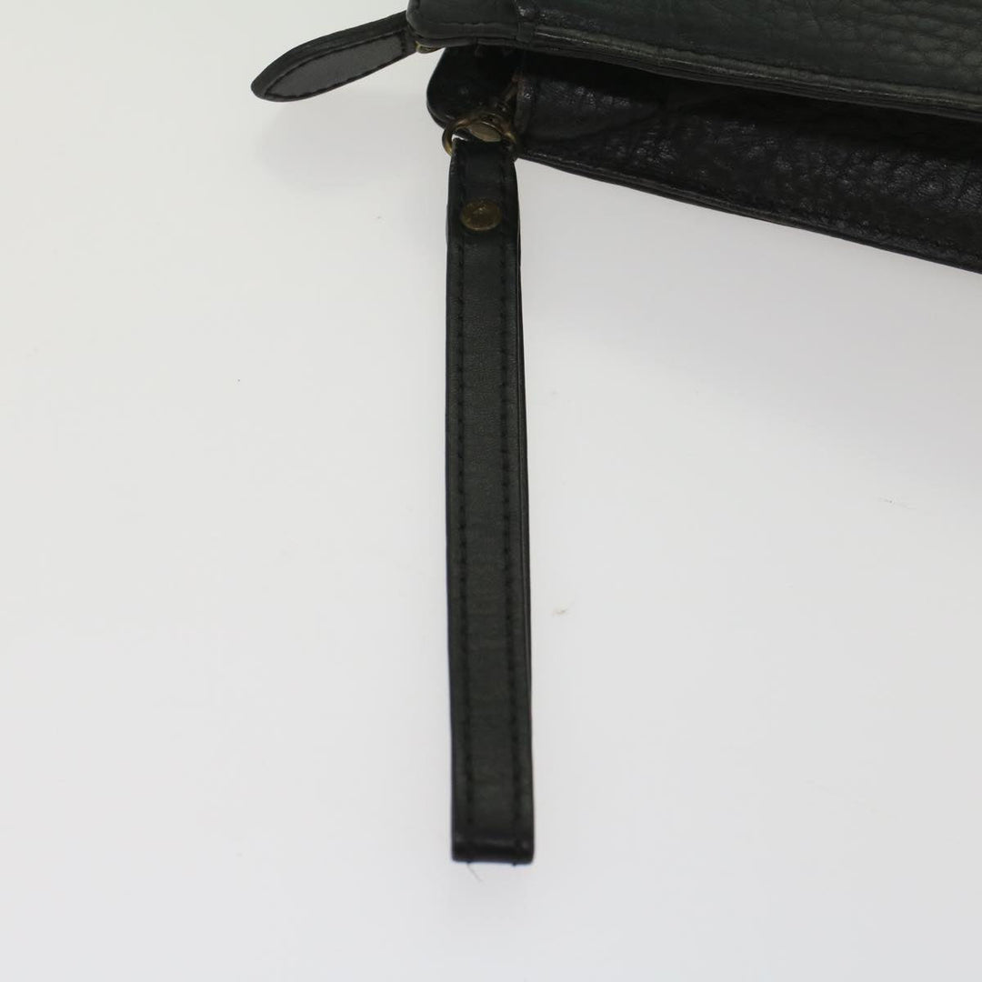 BurberrySs Clutch Bag Leather Black Auth bs8538