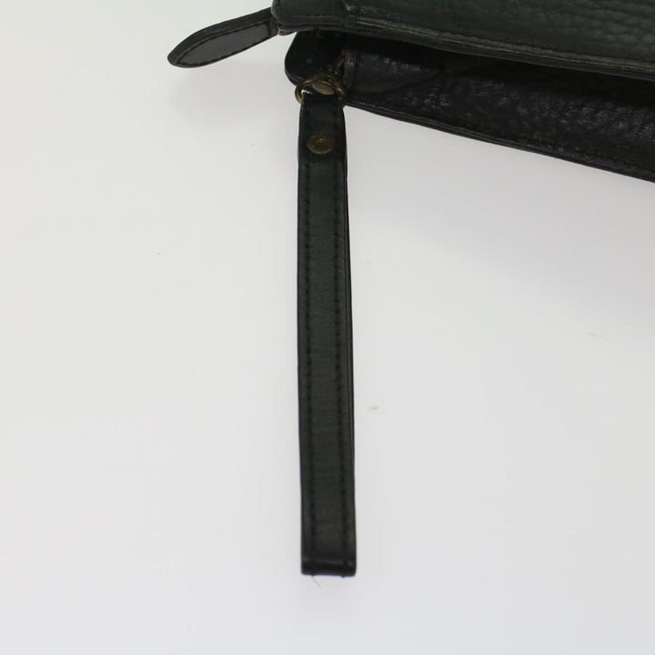 BurberrySs Clutch Bag Leather Black Auth bs8538