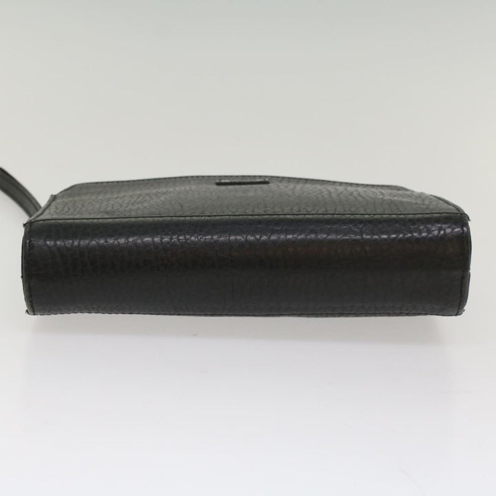 BurberrySs Clutch Bag Leather Black Auth bs8538