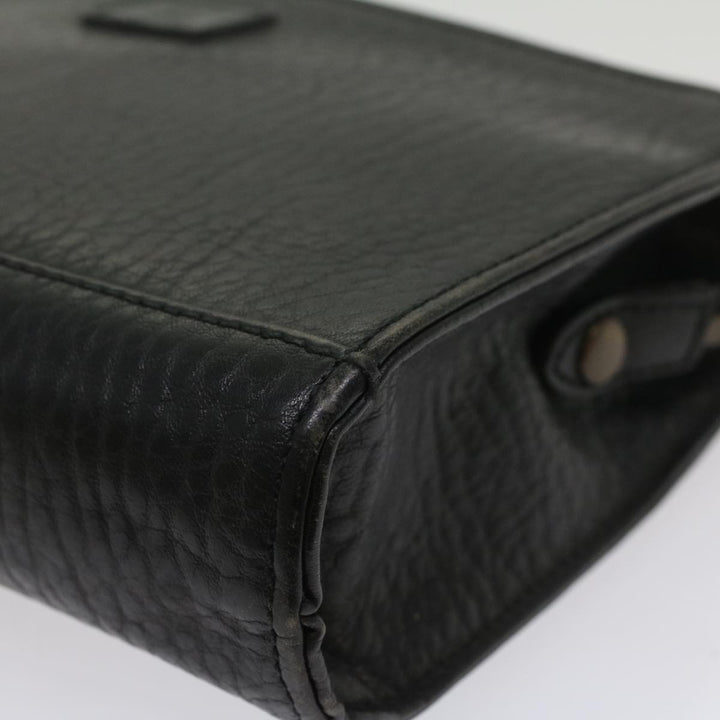 BurberrySs Clutch Bag Leather Black Auth bs8538