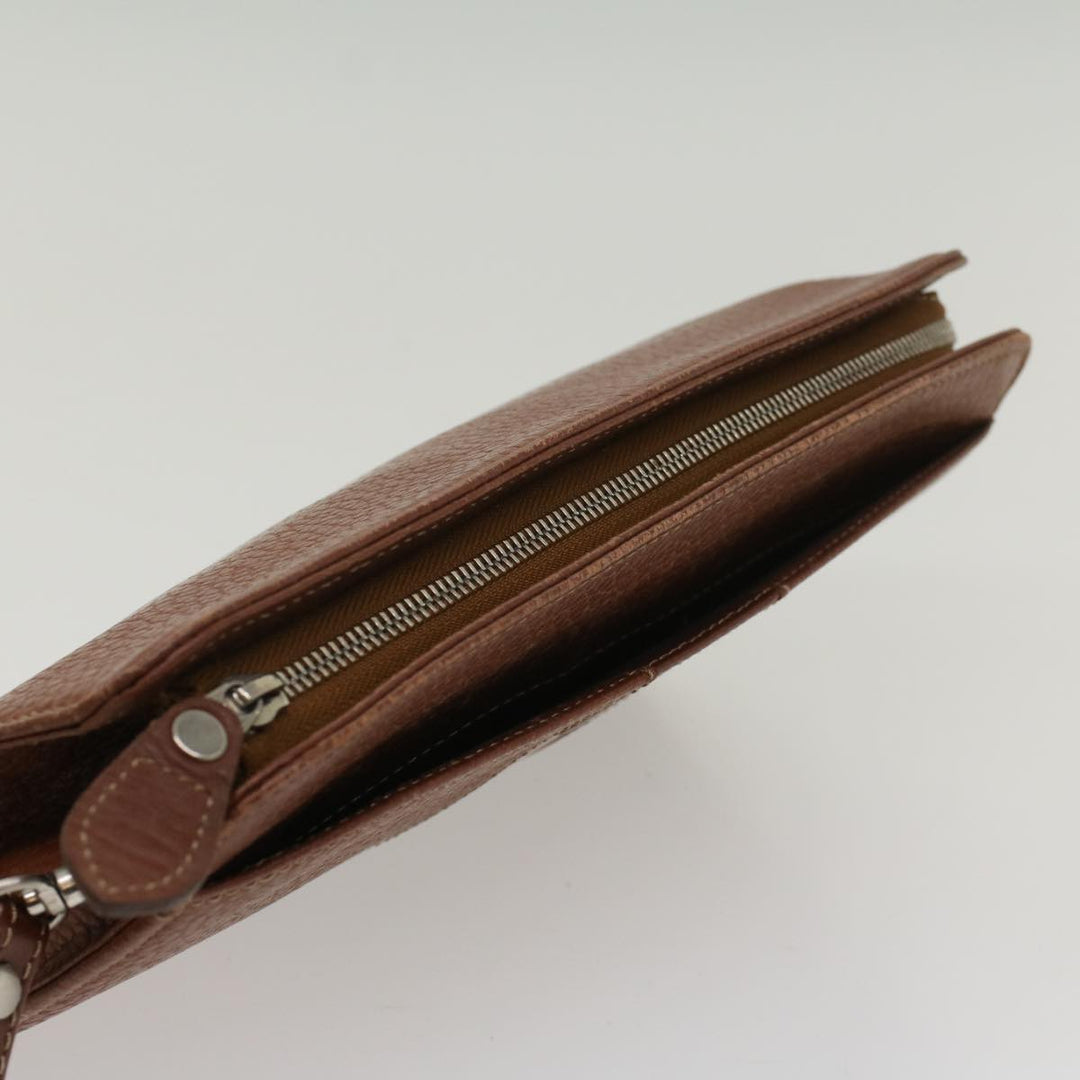 BurberrySs Clutch Bag Leather Brown Auth bs8539