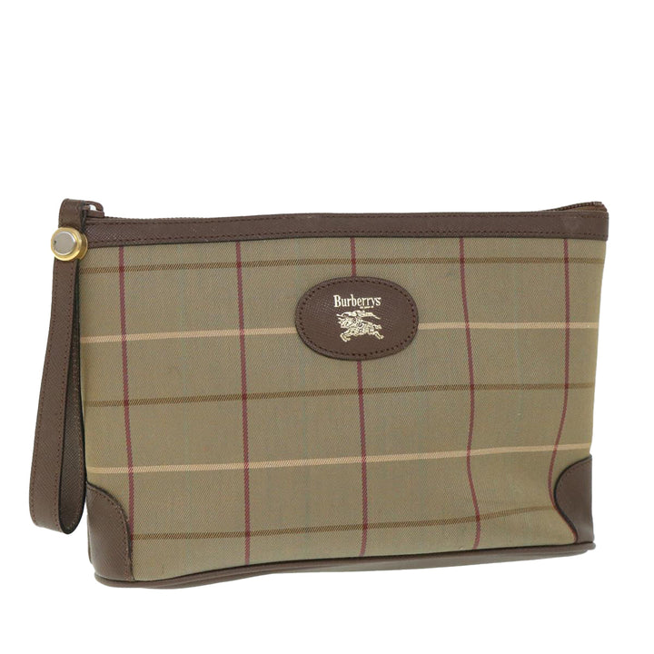 BURBERRYSs Nova Check Clutch Bag Nylon Canvas Brown Auth bs8688