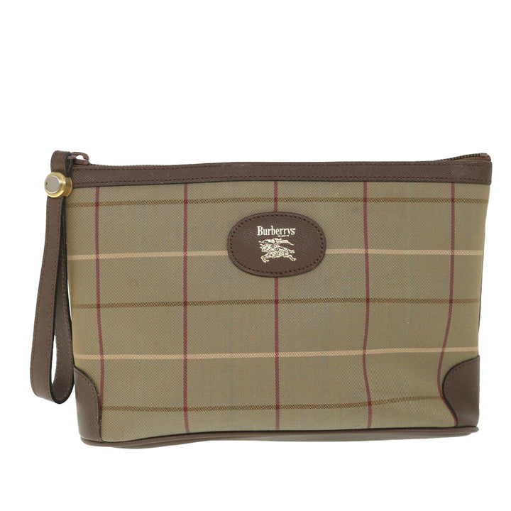 BURBERRYSs Nova Check Clutch Bag Nylon Canvas Brown Auth bs8688