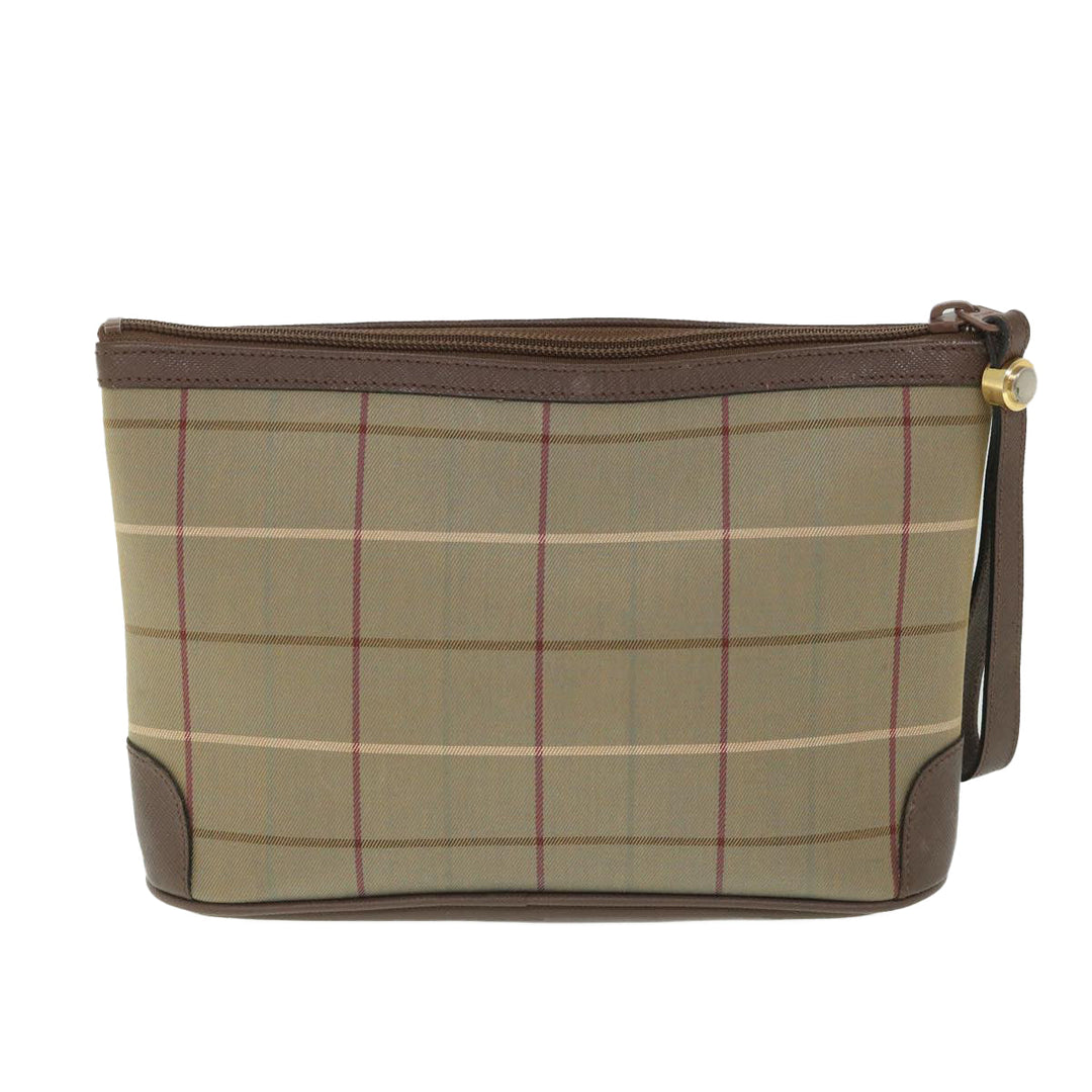 BURBERRYSs Nova Check Clutch Bag Nylon Canvas Brown Auth bs8688