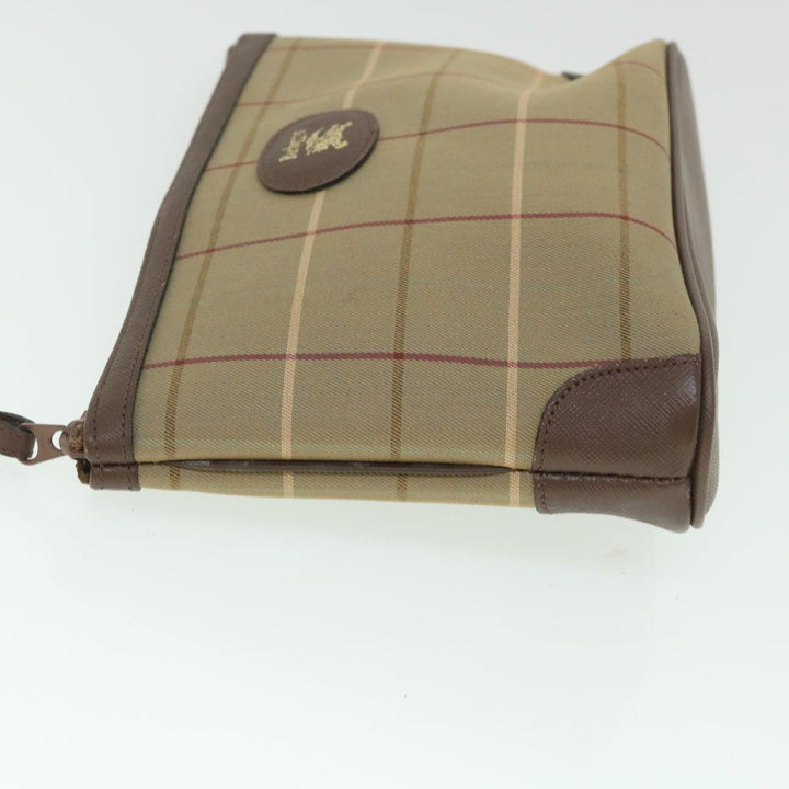 BURBERRYSs Nova Check Clutch Bag Nylon Canvas Brown Auth bs8688