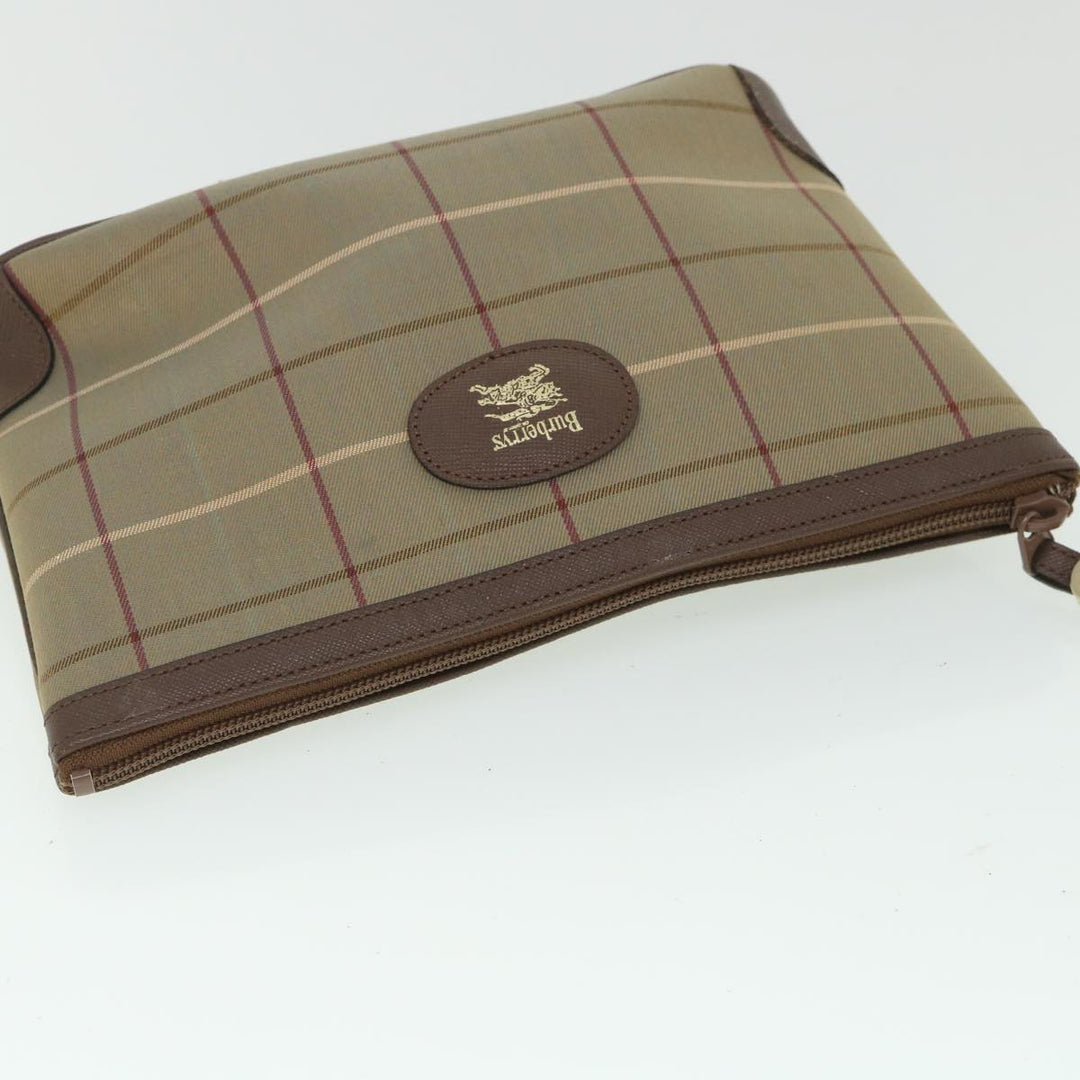 BURBERRYSs Nova Check Clutch Bag Nylon Canvas Brown Auth bs8688