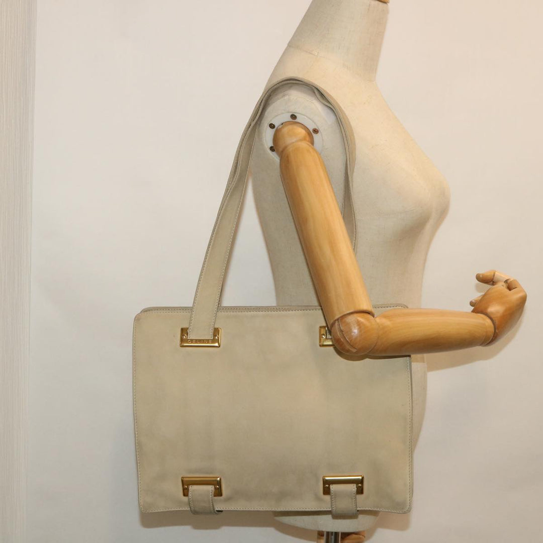 Celine Shoulder Bag Suede Beige  8698