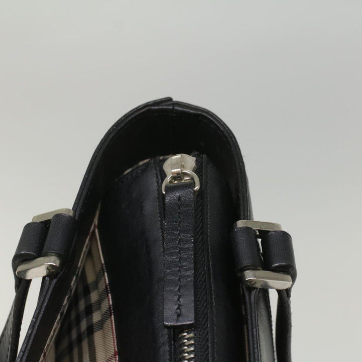 BURBERRY Tote Bag Leather Black Auth bs8728