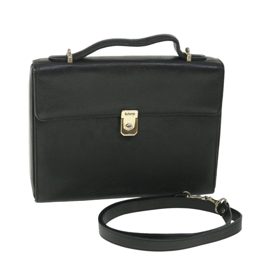 BurberrySs Hand Bag Leather 2way Black Auth bs8729