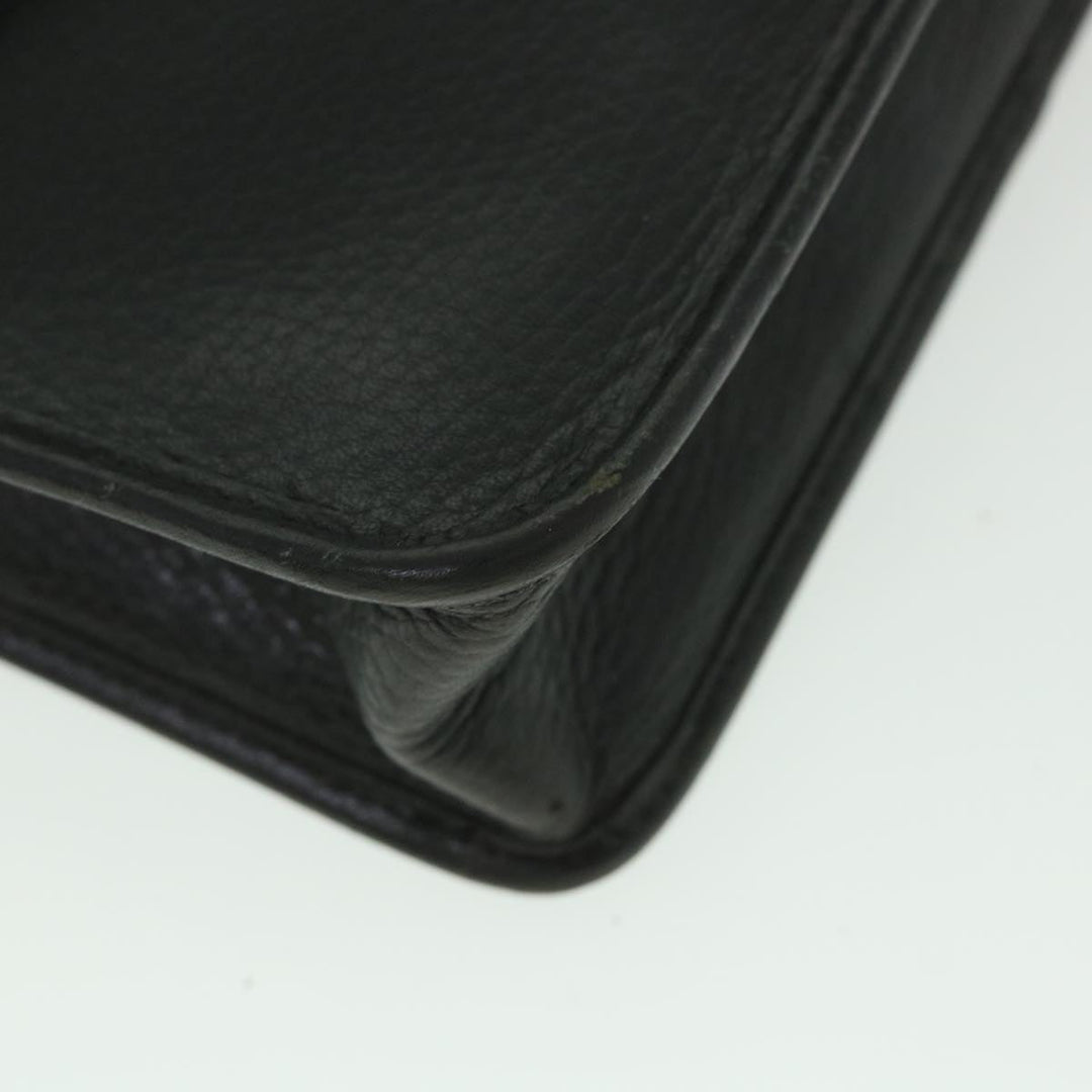 BurberrySs Clutch Bag Leather Black Auth bs8730