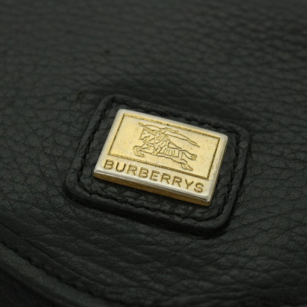 BurberrySs Clutch Bag Leather Black Auth bs8730