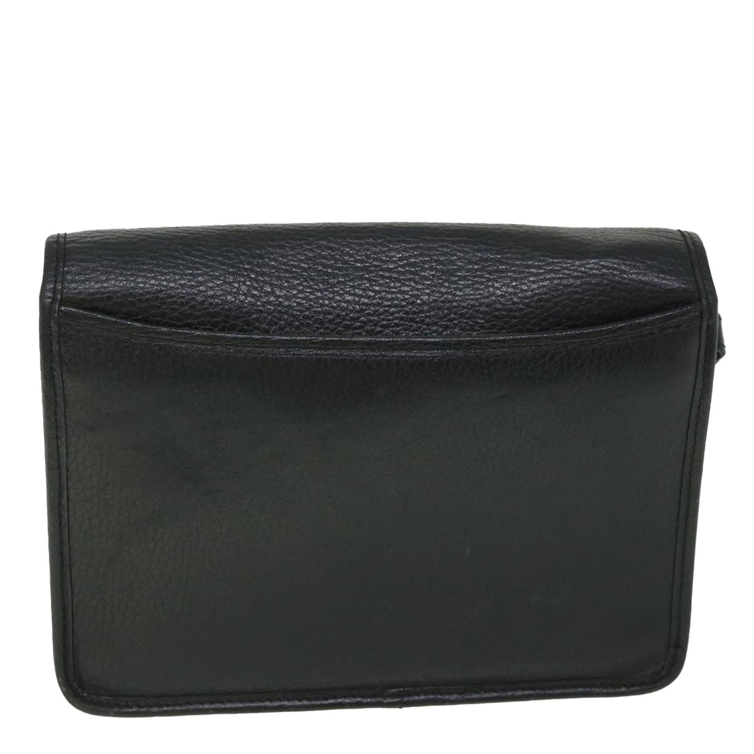BurberrySs Clutch Bag Leather Black Auth bs8730